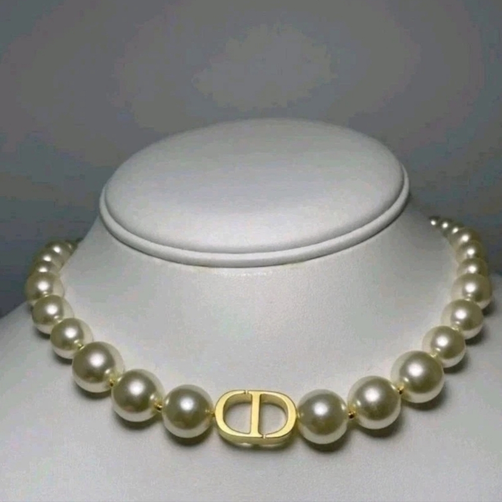 Dior Gold and White Pearl Necklace